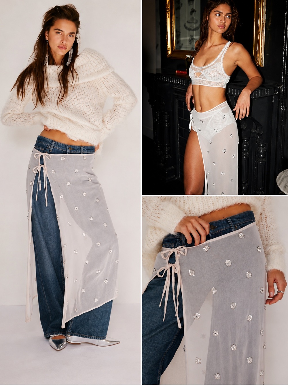 Free People embellished apron saron